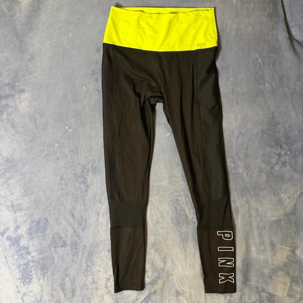 VS PINK black & yellow‎ leggings women size m